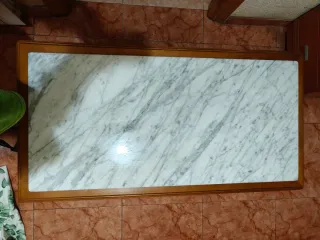 Mesa centro mármol y madera