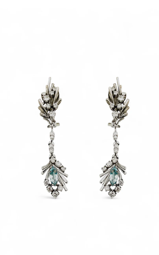 Pendientes oro blanco 18kt con diamantes y topacio