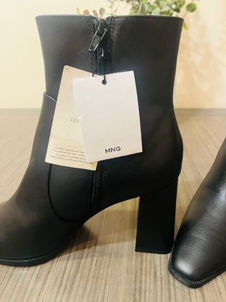 Botines Mango Piel Tacón 7cm Nuevos