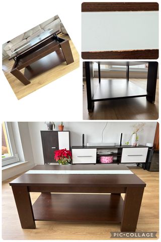 Conjunto Muebles Salón Madera y Cristal