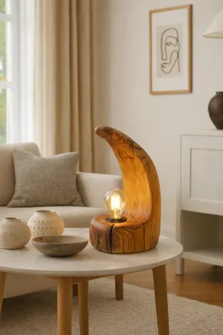 Lámpara madera artesanal única