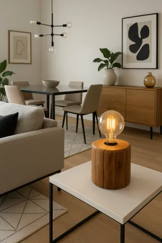 Lámpara madera artesanal única