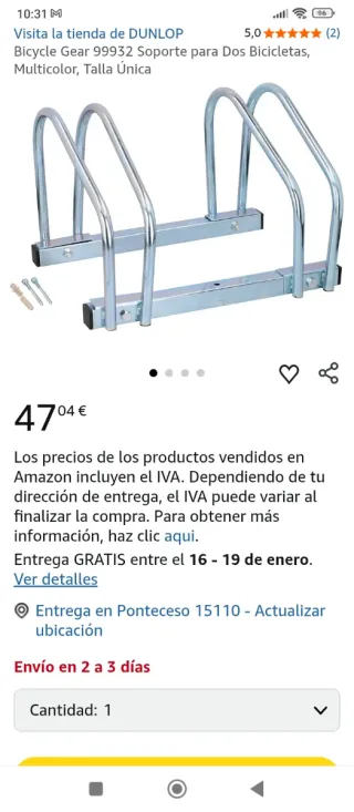 Soporte Dunlop para 2 bicicletas