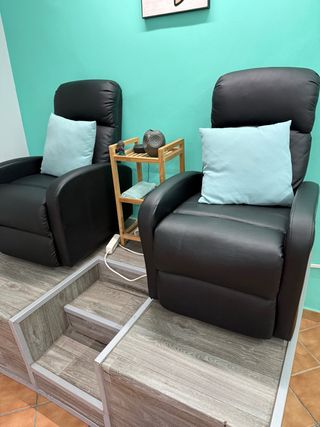 2 Sillones Reclinables Cuero Sintético Negro