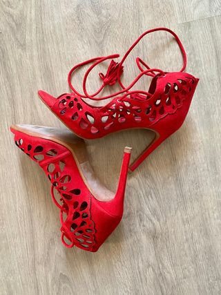 Sandalias rojas tacón mujer T.35