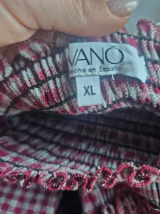 Vestido Vanó cuadros vichy rojo y gris