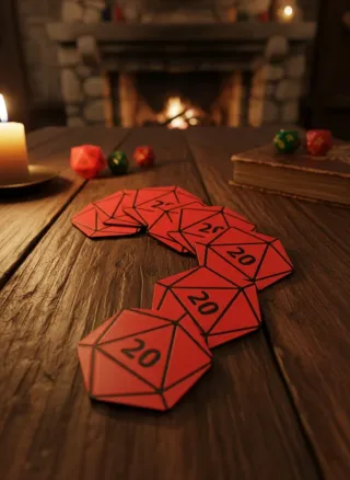 Set Sottobicchieri D20 3D Print (Stile D&D)