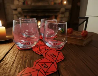 Set Sottobicchieri D20 3D Print (Stile D&D)