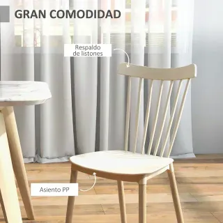 4 Sillas Comedor Nórdicas Madera Beige