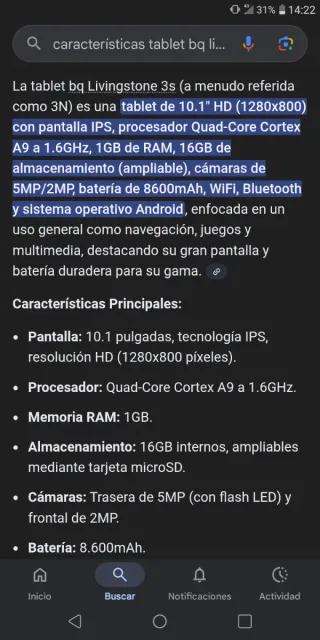 Tablet bq livingstone 3s negra