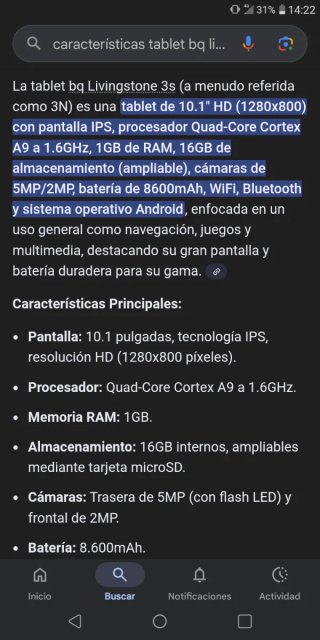 Tablet bq livingstone 3s negra