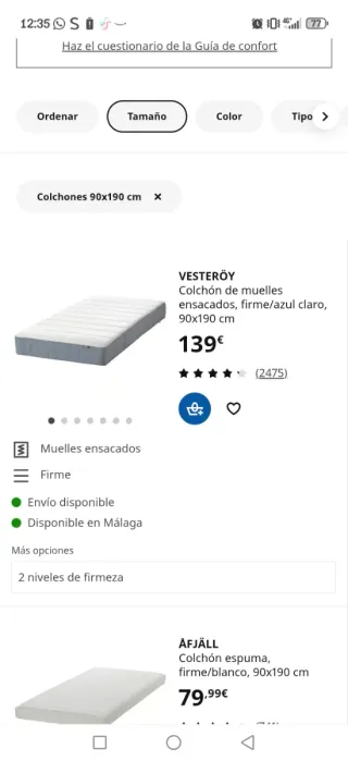 Colchón individual de tela