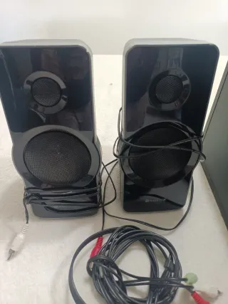 Altavoces Woxter negros y grises