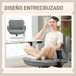 Silla de Oficina Asiento Ancho Gris