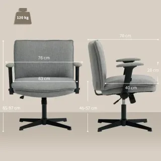 Silla de Oficina Asiento Ancho Gris