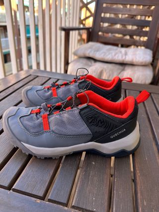Zapatillas Trekking Niños Quechua Gris/Rojo