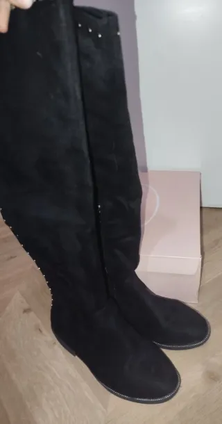 Botas altas efecto ante negras mujer