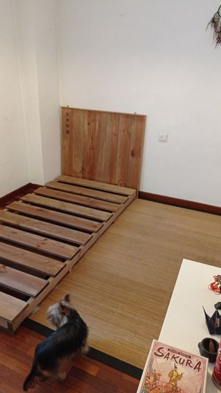 Cama Japonesa 90cm Madera con Colchón