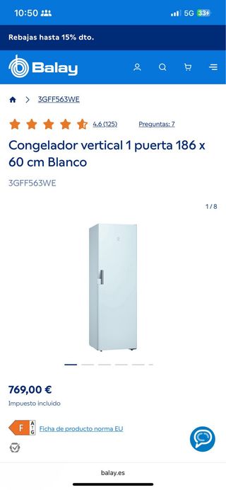 Congelador vertical Balay