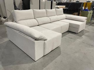 Sofá Cama Chaise Longue Beige/Gris