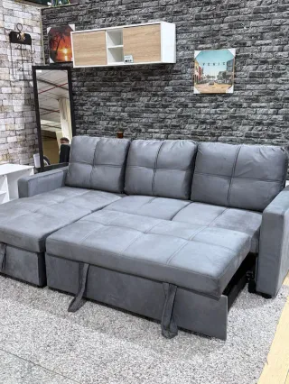 Sofá Cama Gris con Arcón