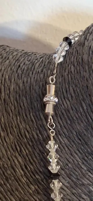 Collana vintage cristalli neri e bianchi