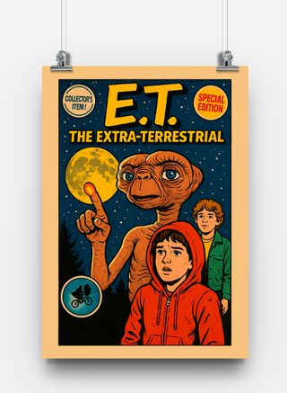 Cuadro Póster E.T. El extraterrestre Comic 80s A3