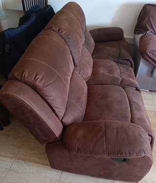 Sofá 3 plazas marrón ante