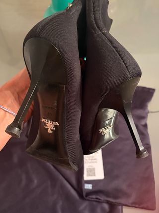 Prada stivaletti slip-on in jaquard nero tg. 40 IT