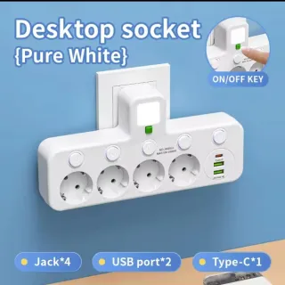 Regleta Enchufe USB y Tipo C Blanca