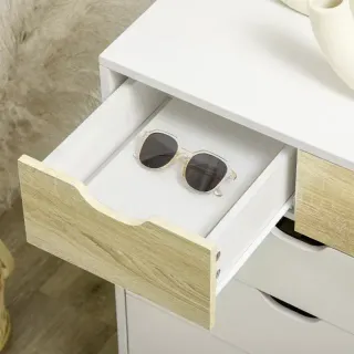 Cómoda 5 Cajones Madera y Blanco 60x40x77.5cm