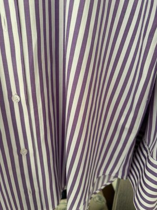 Camisa Zara Rayas Morado y Blanco Talla S