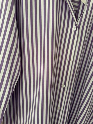 Camisa Zara Rayas Morado y Blanco Talla S