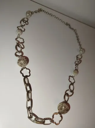 Collar largo plata con esferas y eslabones