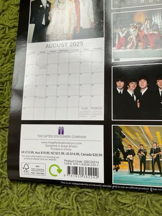 Calendario The Beatles 2025