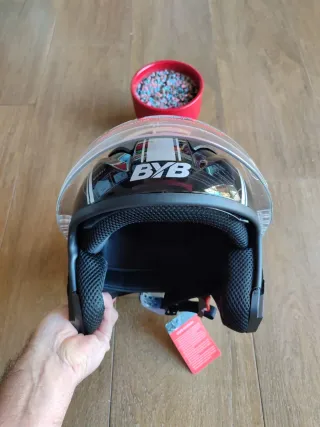 Casco Moto Jet Negro Brillo Talla L Unisex