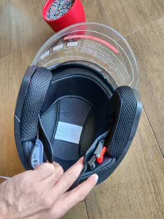 Casco Moto Jet Negro Brillo Talla L Unisex