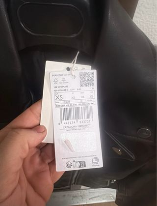 Cazadora Biker Piel Mango Talla XS