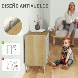 Cómoda 4 Cajones Roble y Blanco