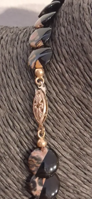 Collana vintage perle nere e marroni