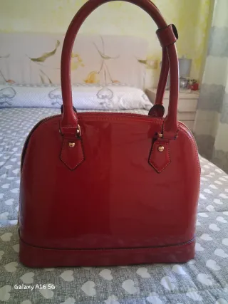 Borsa a mano lucida rossa