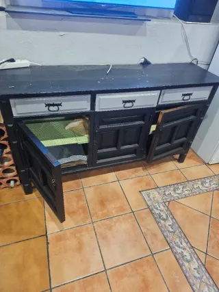 Mueble Taquillon Madera Negro y Gris