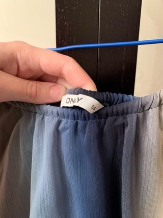 Vestido largo tirantes beige y azul