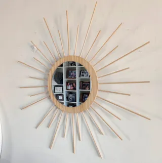 Espejo 63cms Sol Madera y Cristal