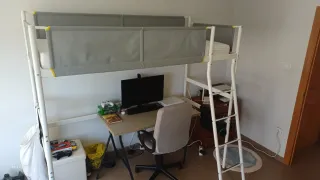 Estructura cama alta, blanco/gris claro,