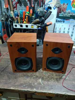Altavoces AKAI Rojos y Marrones