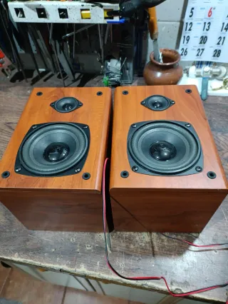 Altavoces AKAI Rojos y Marrones