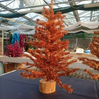 2 Mini Alberi di Natale Oro Base Legno