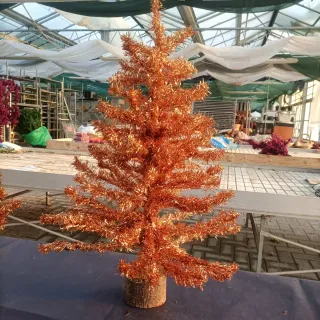 2 Mini Alberi di Natale Oro Base Legno