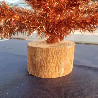 2 Mini Alberi di Natale Oro Base Legno